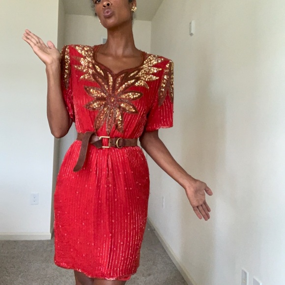 Vintage Dresses & Skirts - Vintage Sequined silk dress
